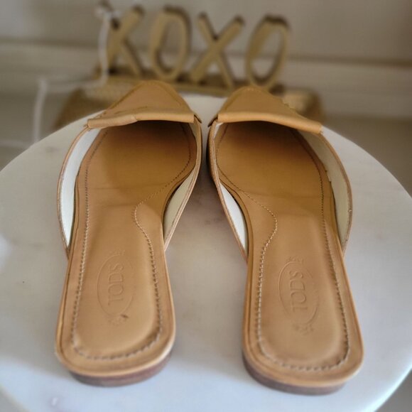 Tod's Tan Leather Mules for Women - Picture 7 of 10